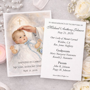 Catholic Baby Boy Baptismal Remembrance Holy Card
