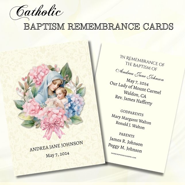 Catholic Baby Girl  Baptism Remembrance Holy Card (Creator Uploaded)