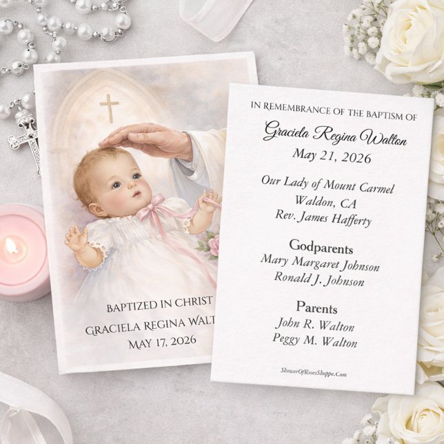 Catholic Baby Girl Baptismal Remembrance Holy Card (Creator Uploaded)