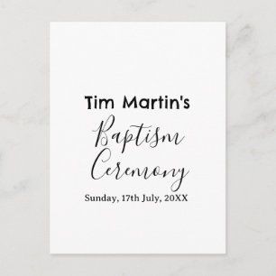 Catholic baptism ceremony name date simple minimal holiday postcard