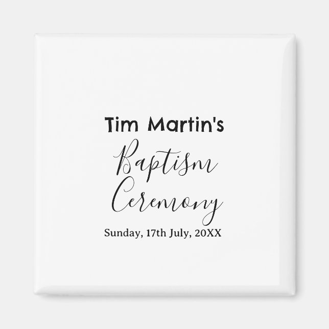 Catholic baptism ceremony name date simple minimal magnet (Front)