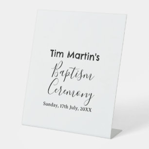 Catholic baptism ceremony name date simple minimal pedestal sign