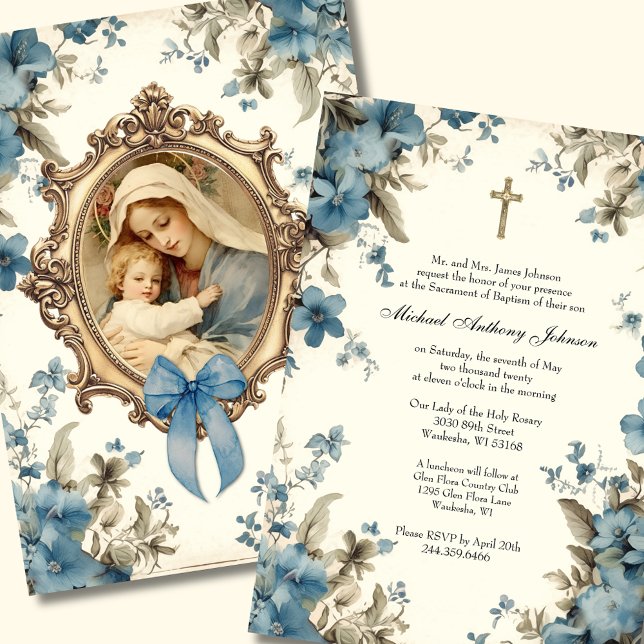 Catholic Baptism Christening Blessed Mother Jesus Invitation (Creator Uploaded)