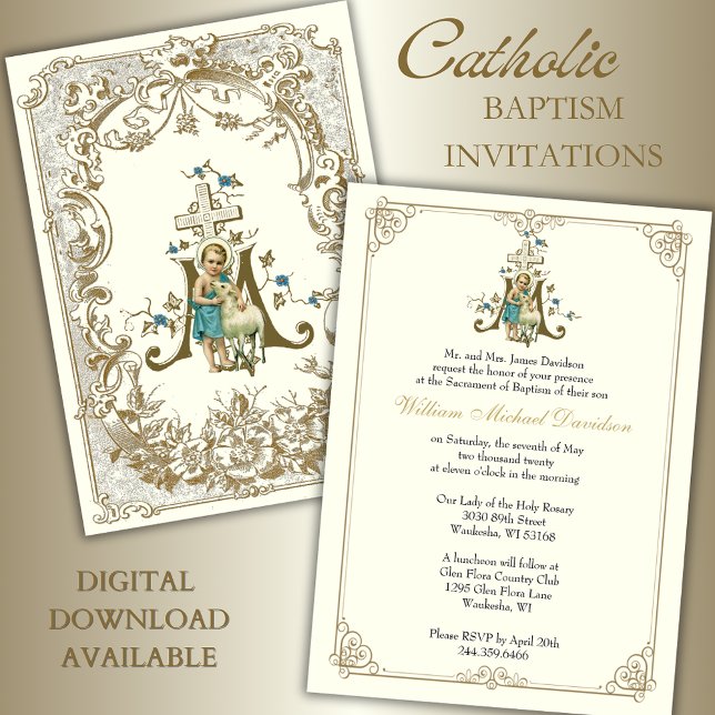 Catholic Baptism Christening Jesus with Lamb Invitation (Creator Uploaded)