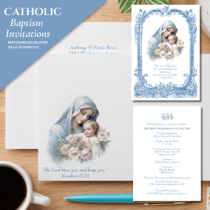 Catholic Baptism Christening Mary Jesus Invitation