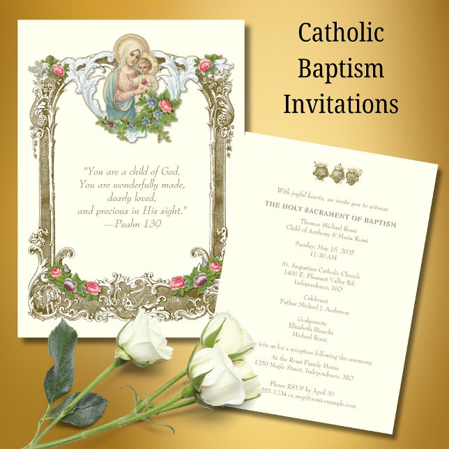 Catholic Baptism Christening Mary Jesus Invitation (Creator Uploaded)