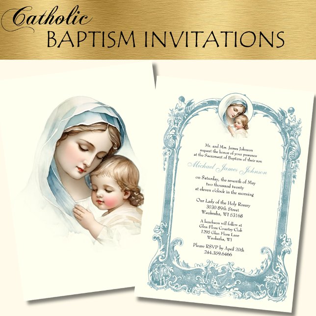 Catholic Baptism Christening Mary Jesus Invitation (Creator Uploaded)