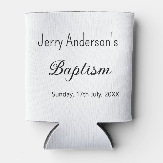 Catholic baptism kids modern simple QR minimal Can Cooler (Front)