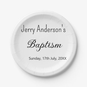 Catholic baptism kids modern simple QR minimal Paper Plate