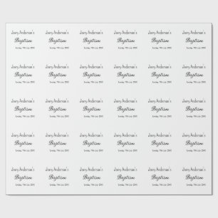 Catholic baptism kids modern simple QR minimal Wrapping Paper