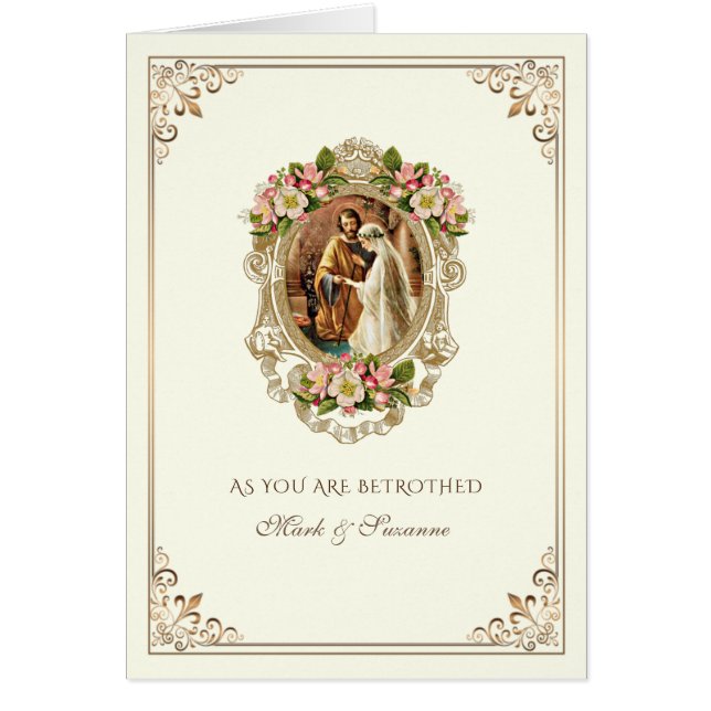 Catholic Betrothal  Prayer Congratulations  Card (Front)