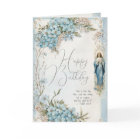 Catholic Birthday Mary Blue Floral Scripture