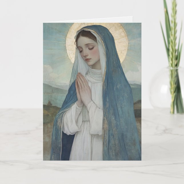Catholic Blessed Mary Religious Birthday Card (Front)