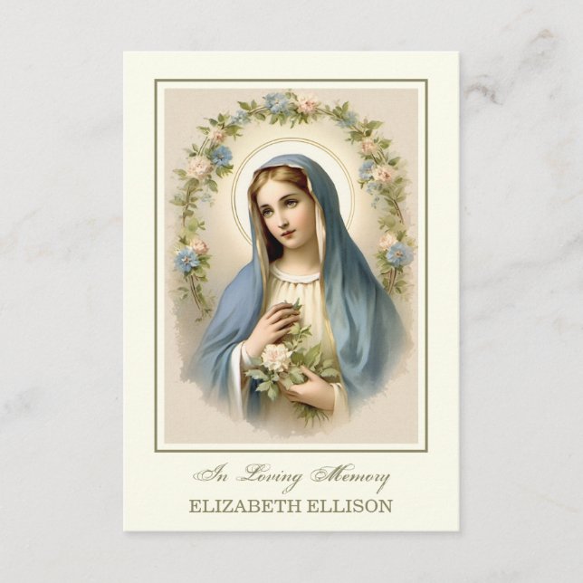 Catholic Blessed Mother Mary Funeral Prayer Card (Front)