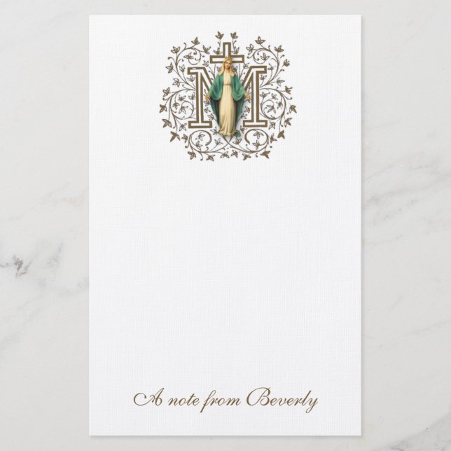 Catholic Blessed Virgin Mary Cross Religious Stationery (Front)