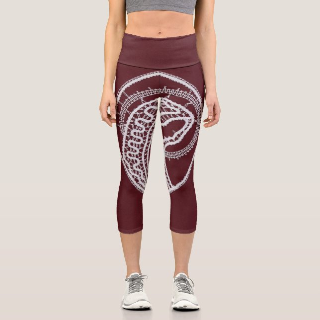 Catholic Blessed Virgin Mary, lace  Capri Leggings (Front)