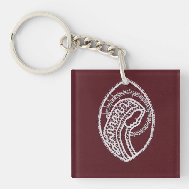 Catholic Blessed Virgin Mary, lace Key Ring (Front)