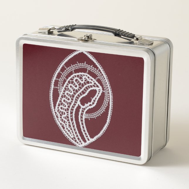Catholic Blessed Virgin Mary, lace  Metal Lunch Box (Front)