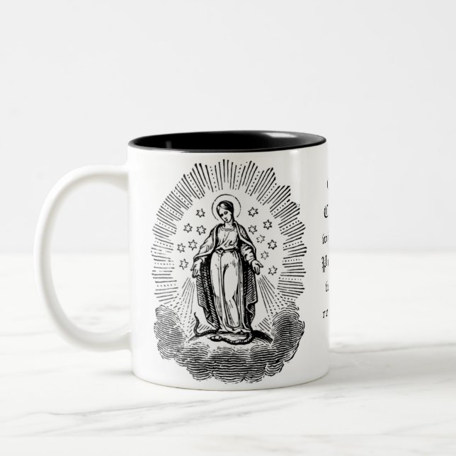 Catholic Blessed Virgin Mary Prayer Religious Two-Tone Coffee Mug (Left)