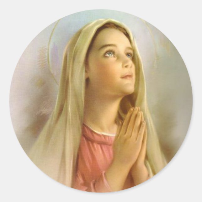 Catholic Blessed Virgin Mary Religious Classic Round Sticker (Front)