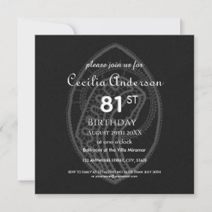 Catholic Blessed Virgin Mary White Lace on Black Invitation