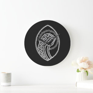 Catholic Blessed Virgin Mary White Lace on Black Large Clock