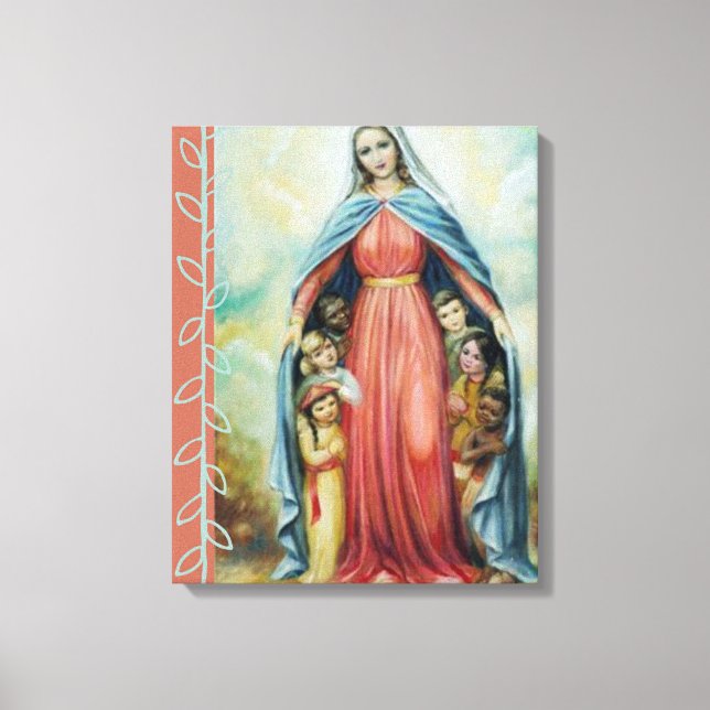 Catholic Blessed Virgin Mary with Children Canvas Print (Front)