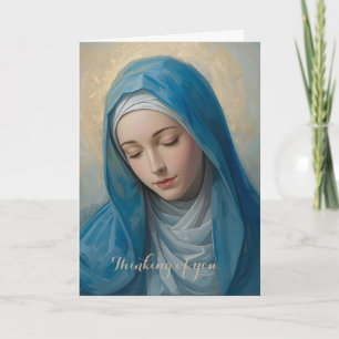 Catholic Blue VIrgin Mary Thinking of You Card