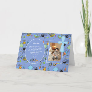 Catholic Boys Blue Cross Bible Quote Personalised Card