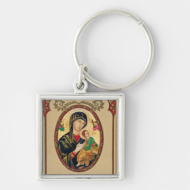 Catholic Byzantine Virgin Mary Perpetual Help Icon Key Ring (Front)