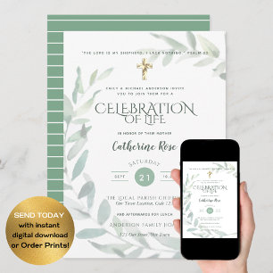 Catholic  Celebration of Life Memorial Funeral Invitation