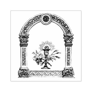 Catholic Chalice Host Saxon Frame Religious Rubber Stamp