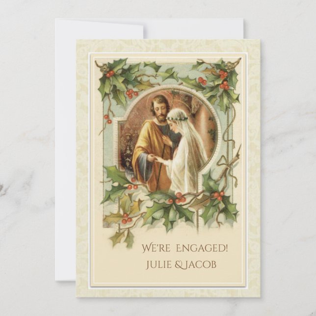 Catholic Christmas Engagement Annoucement Invitation (Front)