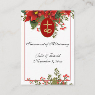 Catholic Christmas Pointsettia Wedding Favour Business Card