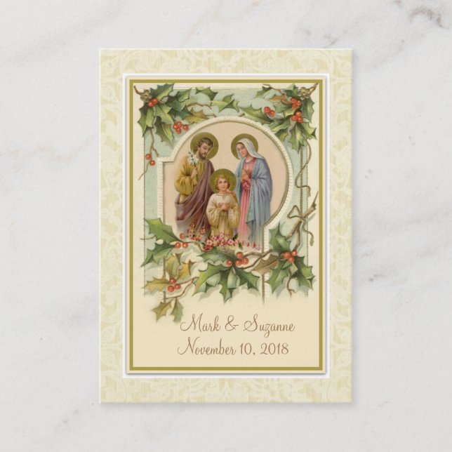 Catholic Christmas Wedding  Holy Family Holy Card (Front)