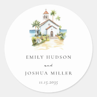 Catholic Church Tropical Wedding Classic Round Sticker