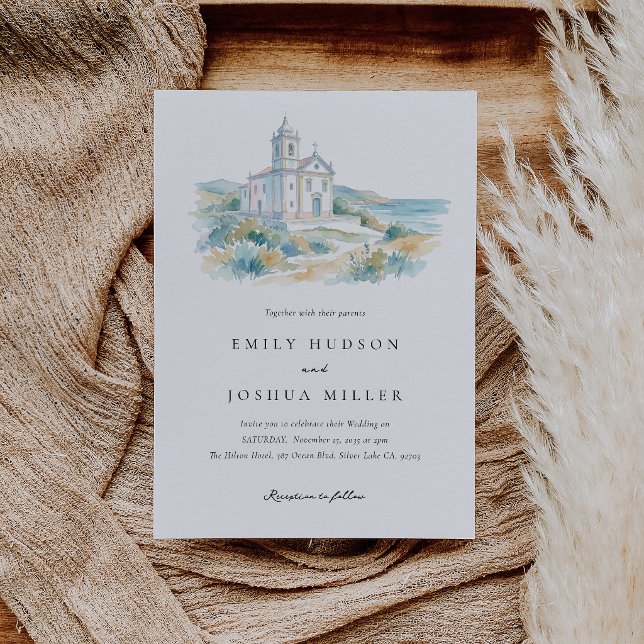 Catholic Church Watercolor Wedding Invitation (Creator Uploaded)