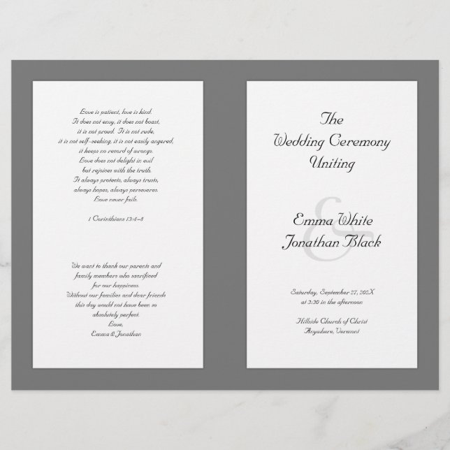 Catholic Church Wedding Ceremony Program Template (Front)