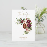Catholic Claret Floral Gold Crucifix Wedding