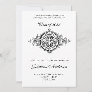 Catholic Classic Elegant Holy Spirit Graduation Invitation