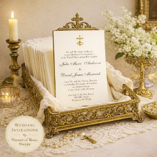 Catholic Classic Elegant Religious Wedding Invitat Invitation
