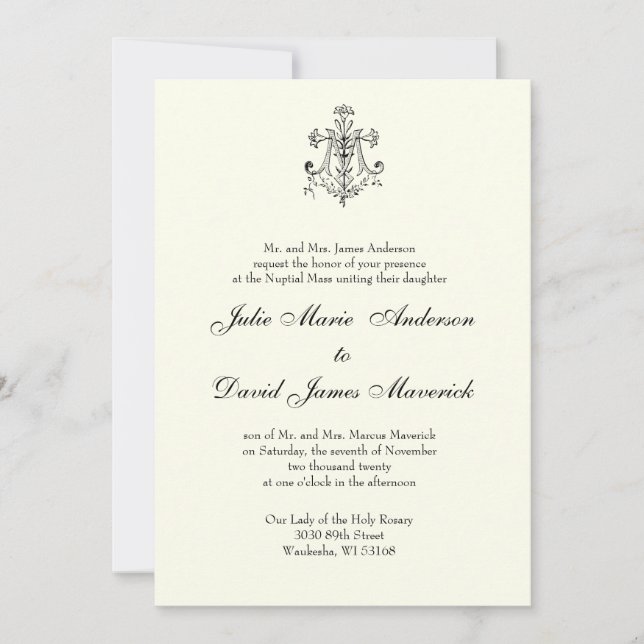 Catholic Classic Elegant Religious Wedding  Invitation (Front)