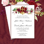 Catholic Classic Elegant Religious Wedding Invitation<br><div class="desc">Personalize our beautiful traditional Catholic floral wedding invitations with gold wedding rings entwining a golden crucifix. All text and fonts can be modified.</div>
