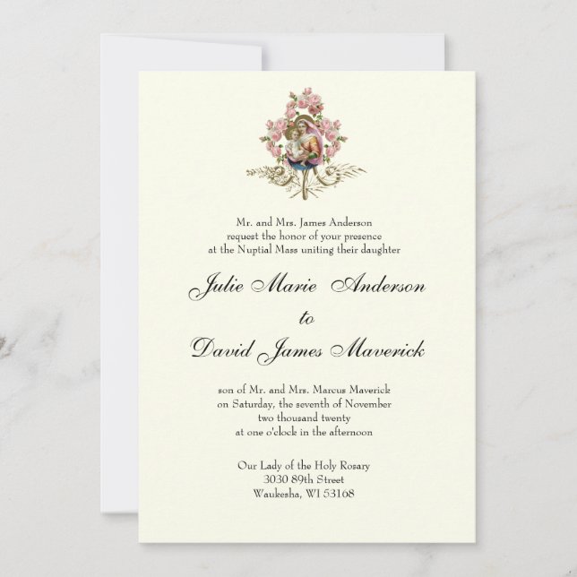 Catholic Classic Elegant Religious Wedding Invitation (Front)