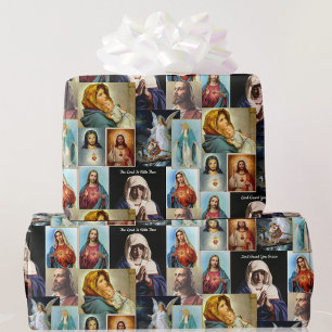 Catholic Classic Images Jesus Mary Angel Prayer Wrapping Paper