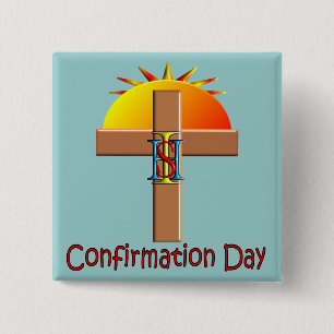 Catholic Confirmation Day for Kids 15 Cm Square Badge