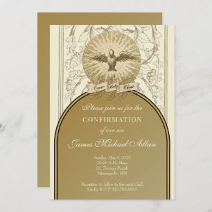 Catholic Confirmation Gold Holy Spirit  Invitation