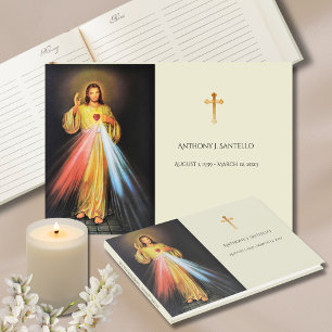 Catholic Divine Mercy Jesus Funeral Memorial Guest Book