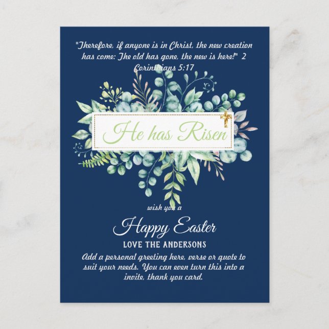 Catholic EASTER Cards Religious Verse Bible Quote (Front)