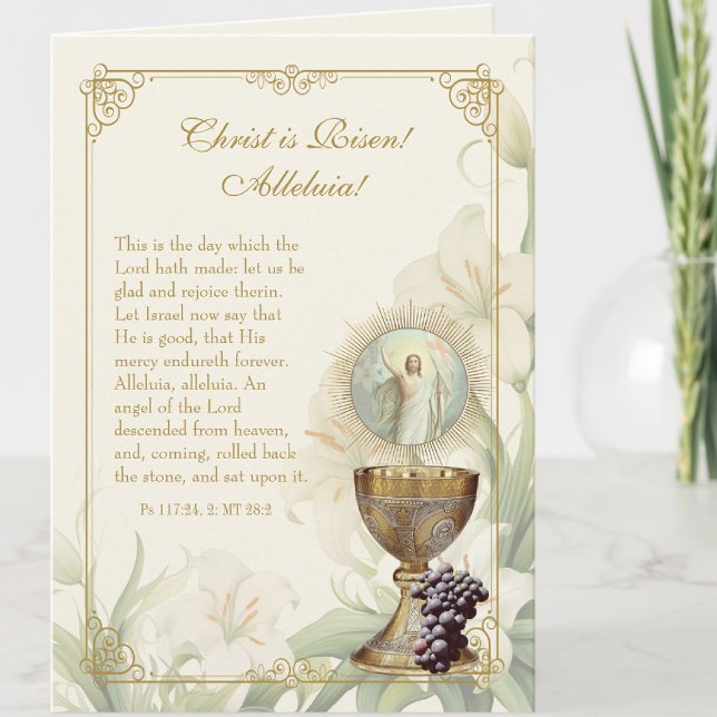 Catholic Easter Scripture Poem Risen Christ Holiday Card (Creator Uploaded)